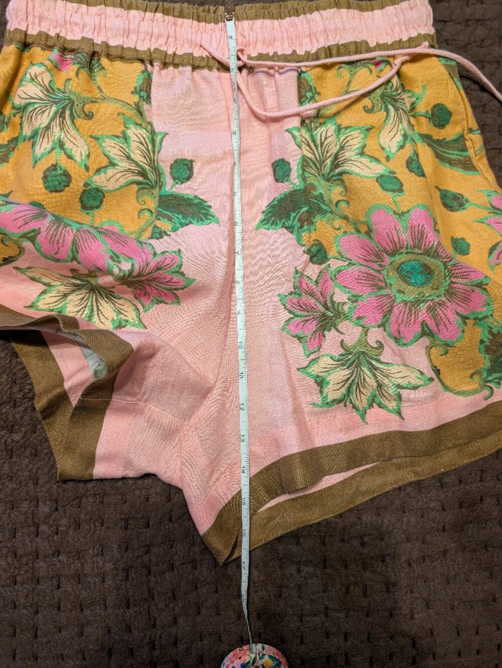 ALEMAIS Winnie Pink & Yellow & Brown Floral Linen Shirt and Short Set - Picture 12 of 16